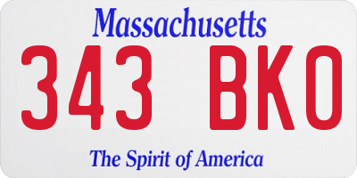 MA license plate 343BK0