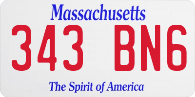 MA license plate 343BN6