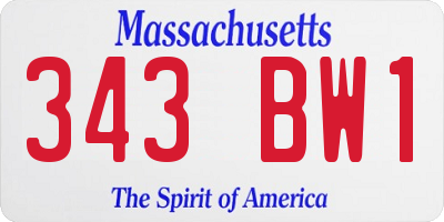 MA license plate 343BW1