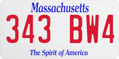 MA license plate 343BW4