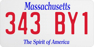 MA license plate 343BY1