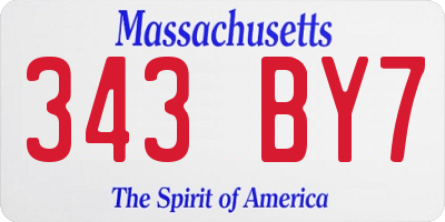 MA license plate 343BY7