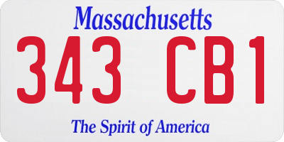 MA license plate 343CB1