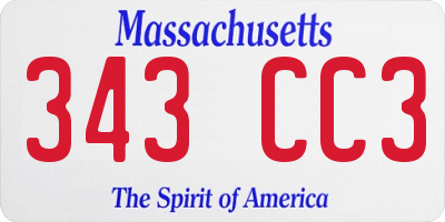 MA license plate 343CC3