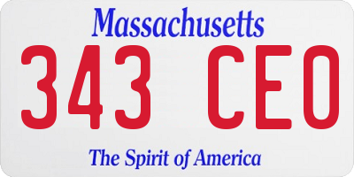 MA license plate 343CE0