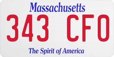 MA license plate 343CF0