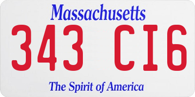 MA license plate 343CI6