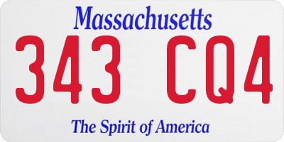 MA license plate 343CQ4