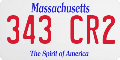 MA license plate 343CR2
