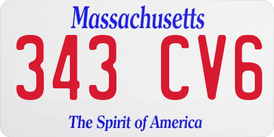 MA license plate 343CV6