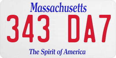 MA license plate 343DA7