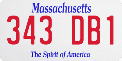 MA license plate 343DB1