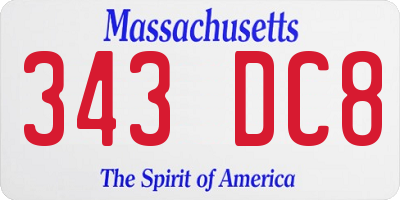 MA license plate 343DC8