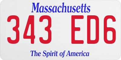 MA license plate 343ED6