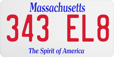 MA license plate 343EL8