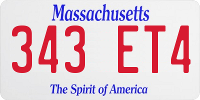 MA license plate 343ET4
