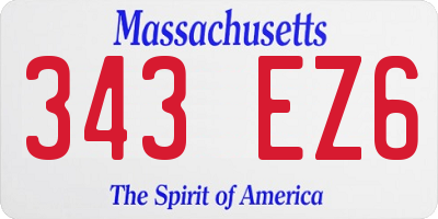 MA license plate 343EZ6