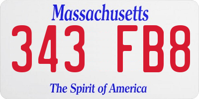 MA license plate 343FB8