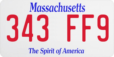 MA license plate 343FF9