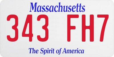 MA license plate 343FH7