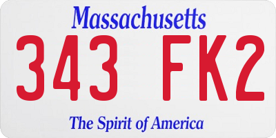 MA license plate 343FK2