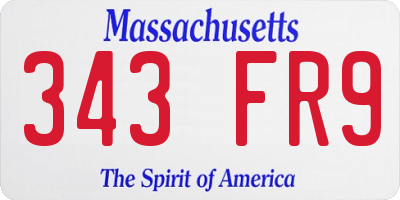 MA license plate 343FR9
