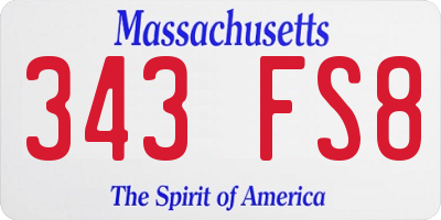 MA license plate 343FS8