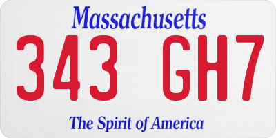 MA license plate 343GH7