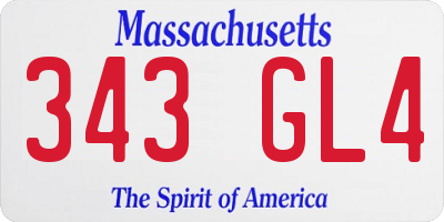 MA license plate 343GL4