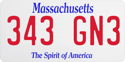MA license plate 343GN3