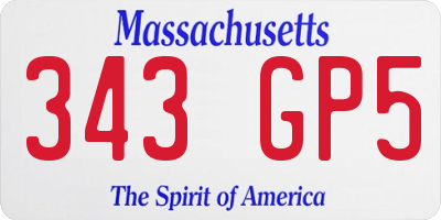MA license plate 343GP5