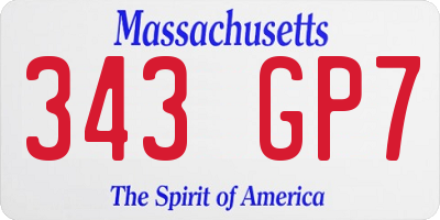 MA license plate 343GP7