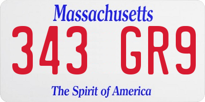 MA license plate 343GR9