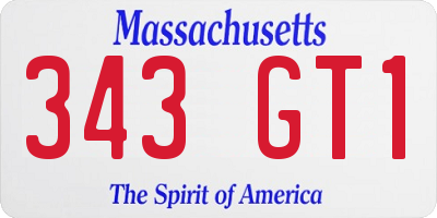 MA license plate 343GT1