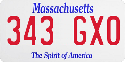 MA license plate 343GX0