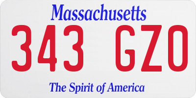 MA license plate 343GZ0