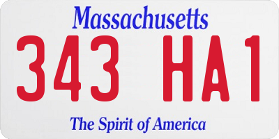 MA license plate 343HA1