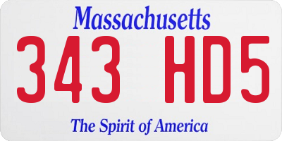 MA license plate 343HD5