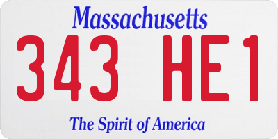 MA license plate 343HE1