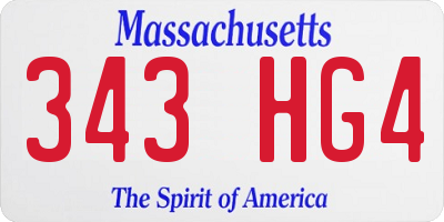 MA license plate 343HG4