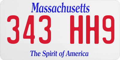 MA license plate 343HH9