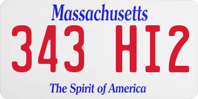 MA license plate 343HI2