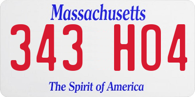 MA license plate 343HO4