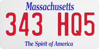 MA license plate 343HQ5