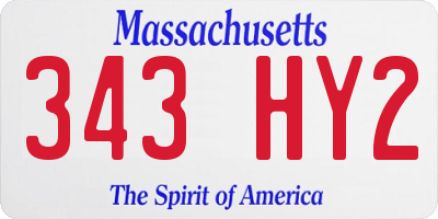MA license plate 343HY2