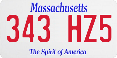 MA license plate 343HZ5