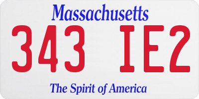 MA license plate 343IE2