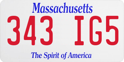 MA license plate 343IG5