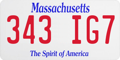 MA license plate 343IG7