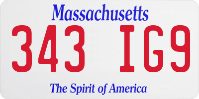 MA license plate 343IG9